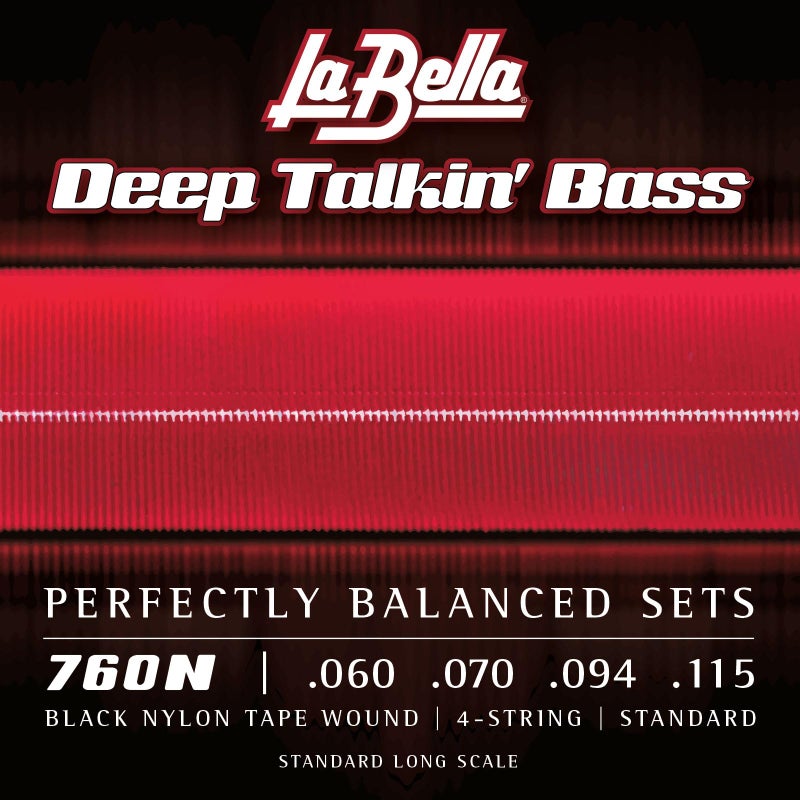 La Bella 760N Deep Talkin' Bass Black Nylon Tape, 4-String Standard Bass Guitar Strings 60-115 - Image 1